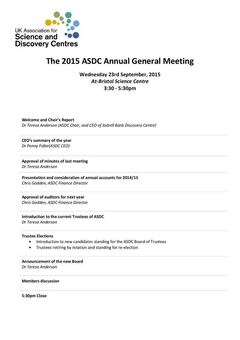2015 AGM agenda