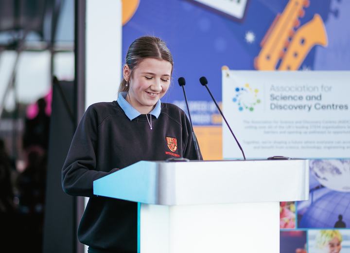 School pupil talking at ASDC26