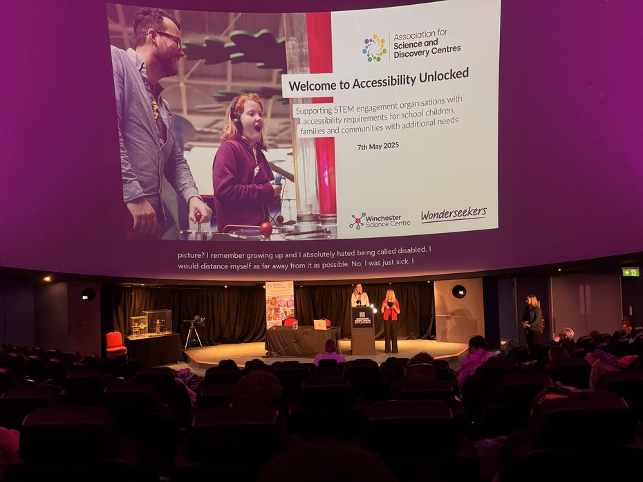 Accessibility Unlocked keynote speeches in the planetarium at Winchester Science Centre