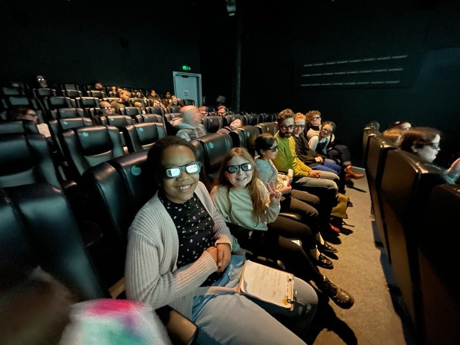 Group of children at Dynamic Earth watching a planetarium show as part of Destination Space