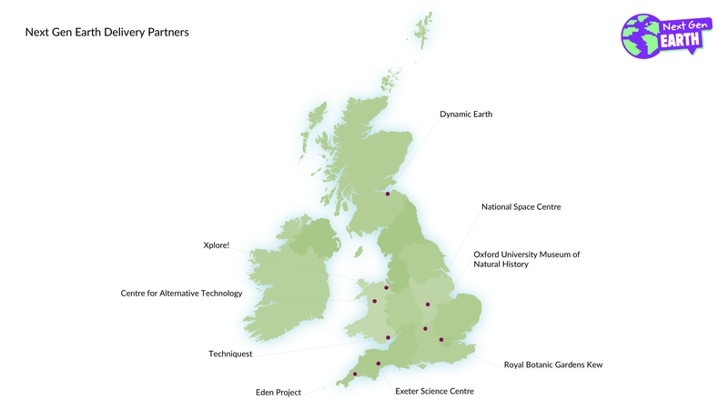 Map of the UK with the 9 organisations locations marked on