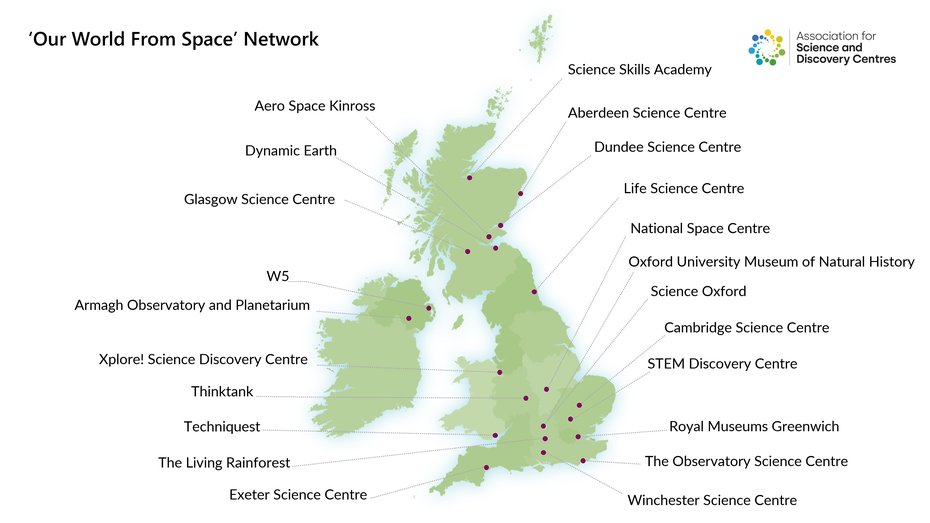 OWFS map showing 22 science centres